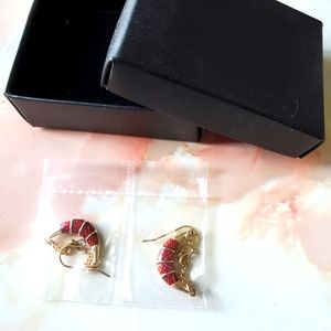Gold and Red Earrings - BNIB